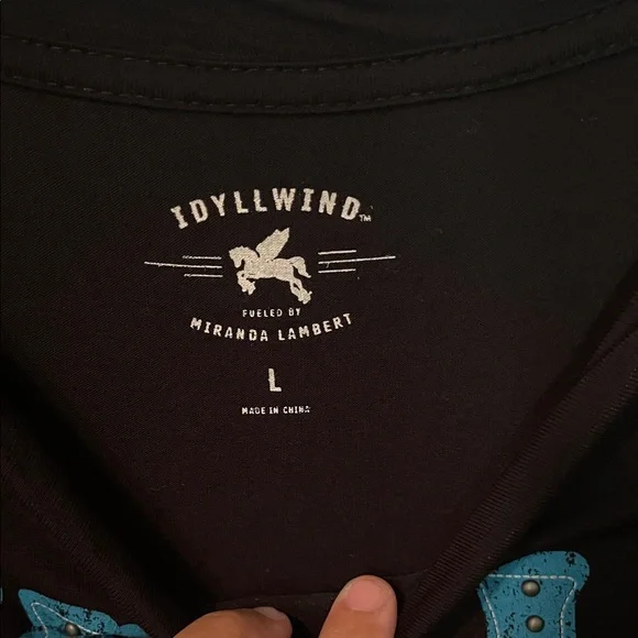 Idyllwind Black Tank Top with Blue Print - Picture 2 of 2